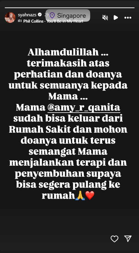 Syahnaz Sadiqah ungkap Kondisi Amy Qanita